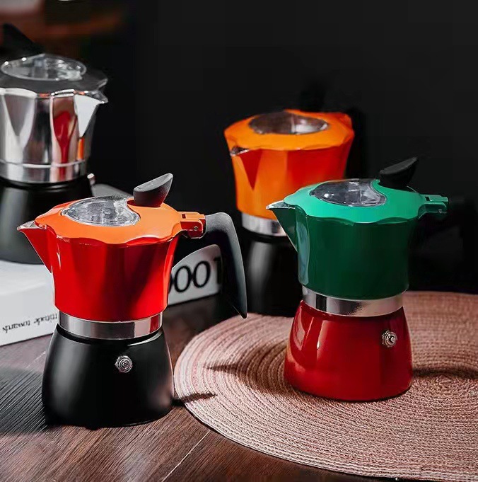 Coffee Equipment Wholesale - Two-Color 150/300ML Visual Cover Moka Pot
